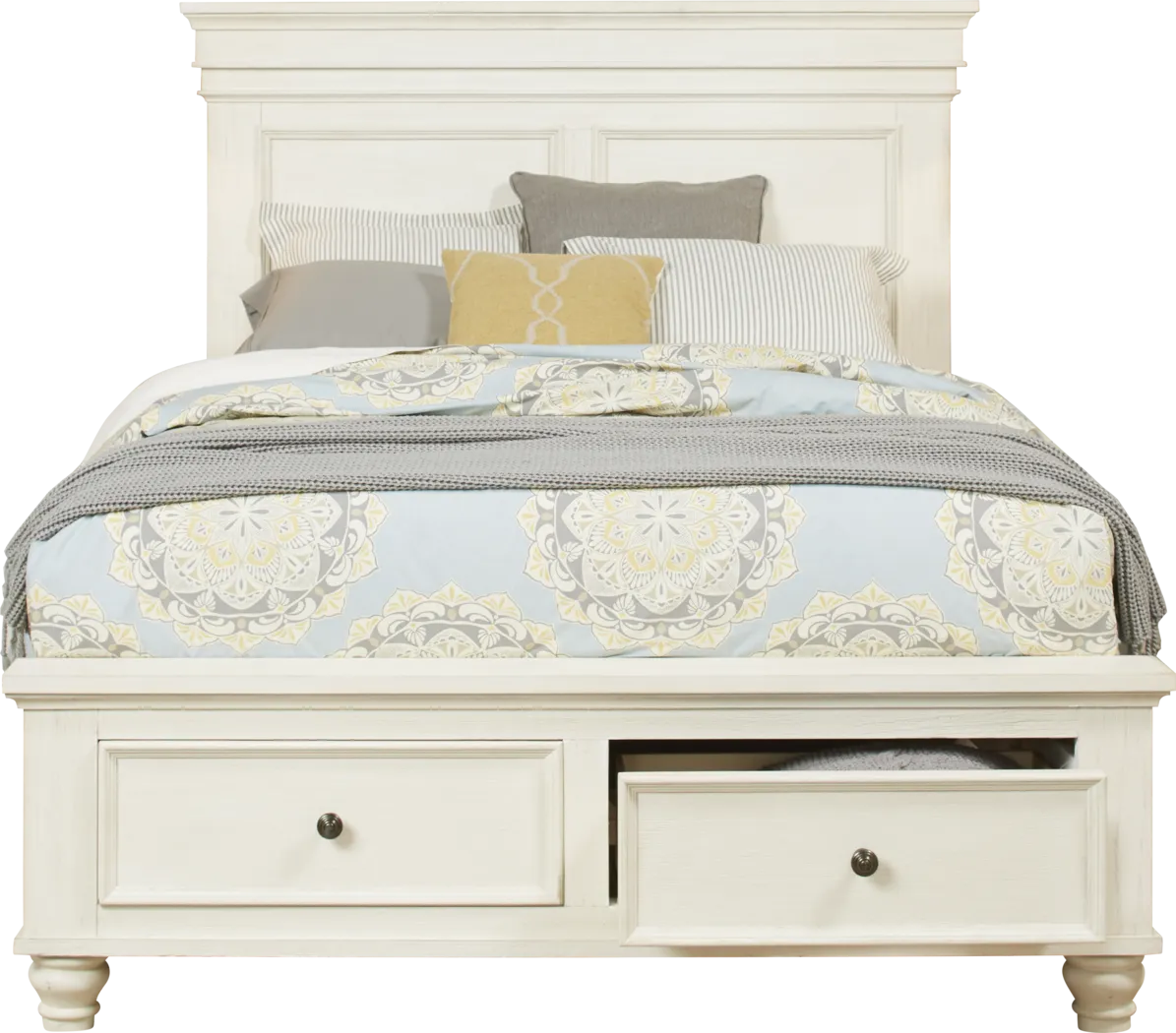 Lake Town Off-White 7 Pc Queen Panel Bedroom with Storage - Thumbnail - Image 3