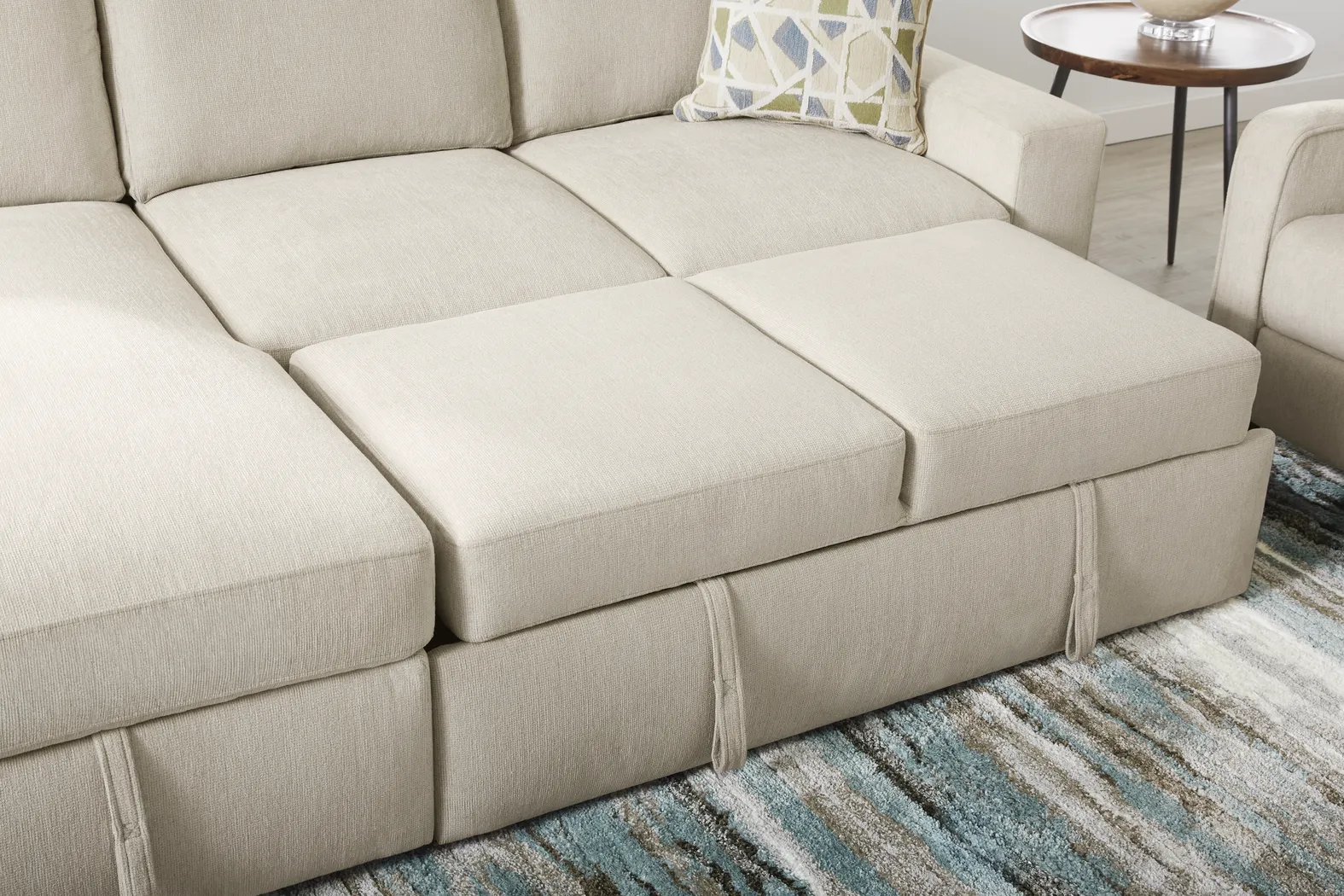 Laken Almond 3 Pc Sleeper Sectional Living Rooms - Thumbnail - Image 4