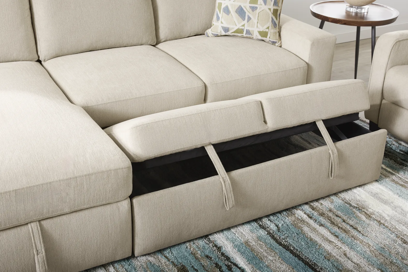 Laken Almond 3 Pc Sleeper Sectional Living Rooms - Thumbnail - Image 5