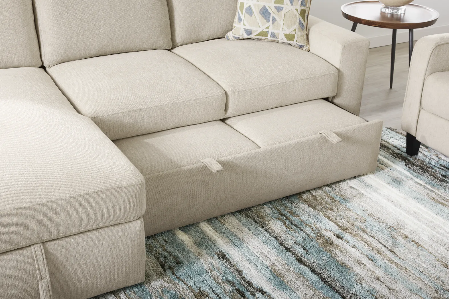 Laken Almond 3 Pc Sleeper Sectional Living Rooms - Thumbnail - Image 6