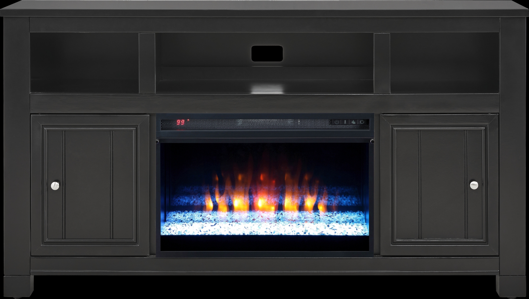 Lakeside Cottage Black 64 In. Console with Electric Fireplace - Thumbnail - Image 1