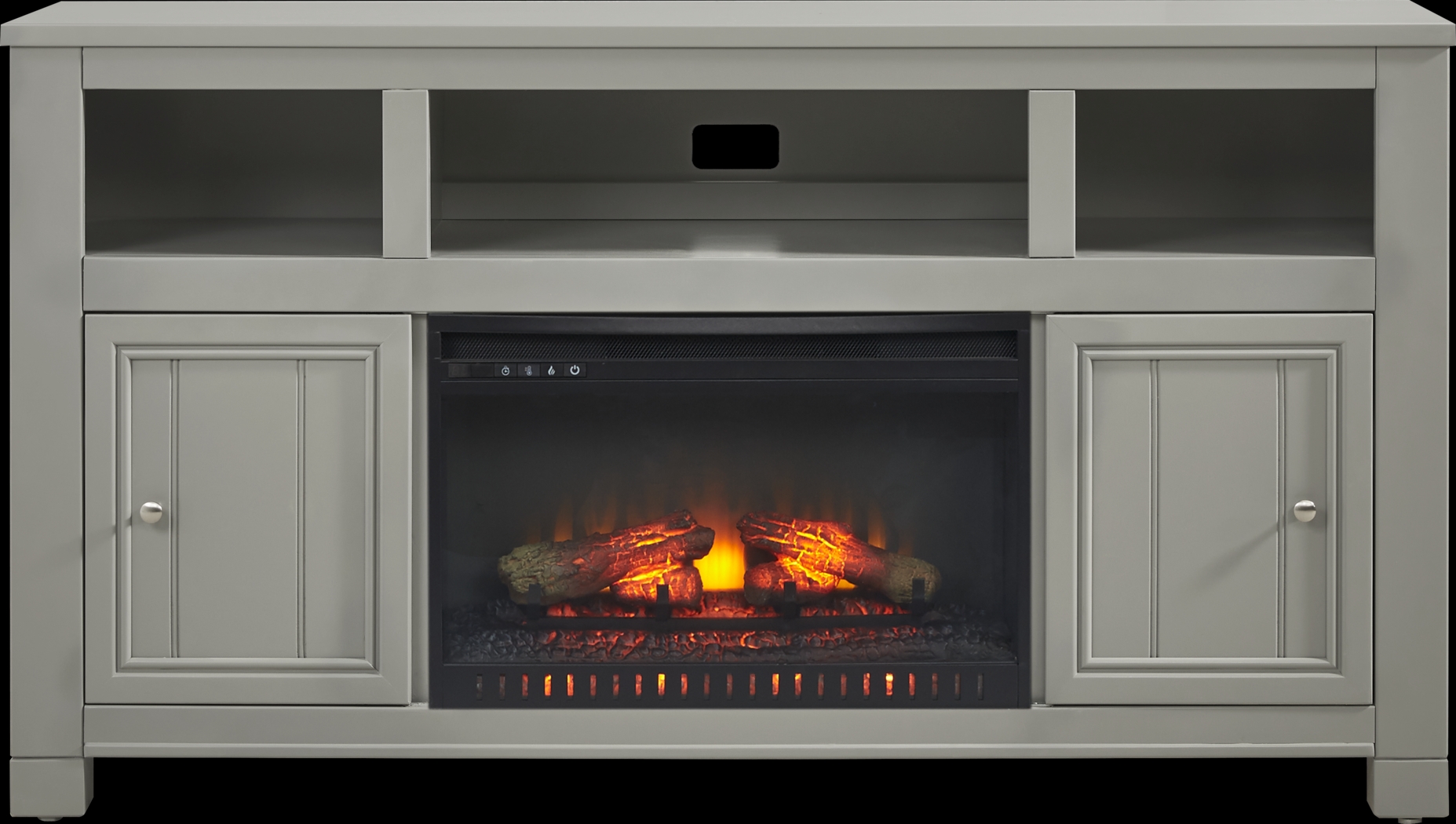 Lakeside Cottage Gray 64 In. Console with Electric Log Fireplace - Thumbnail - Image 1