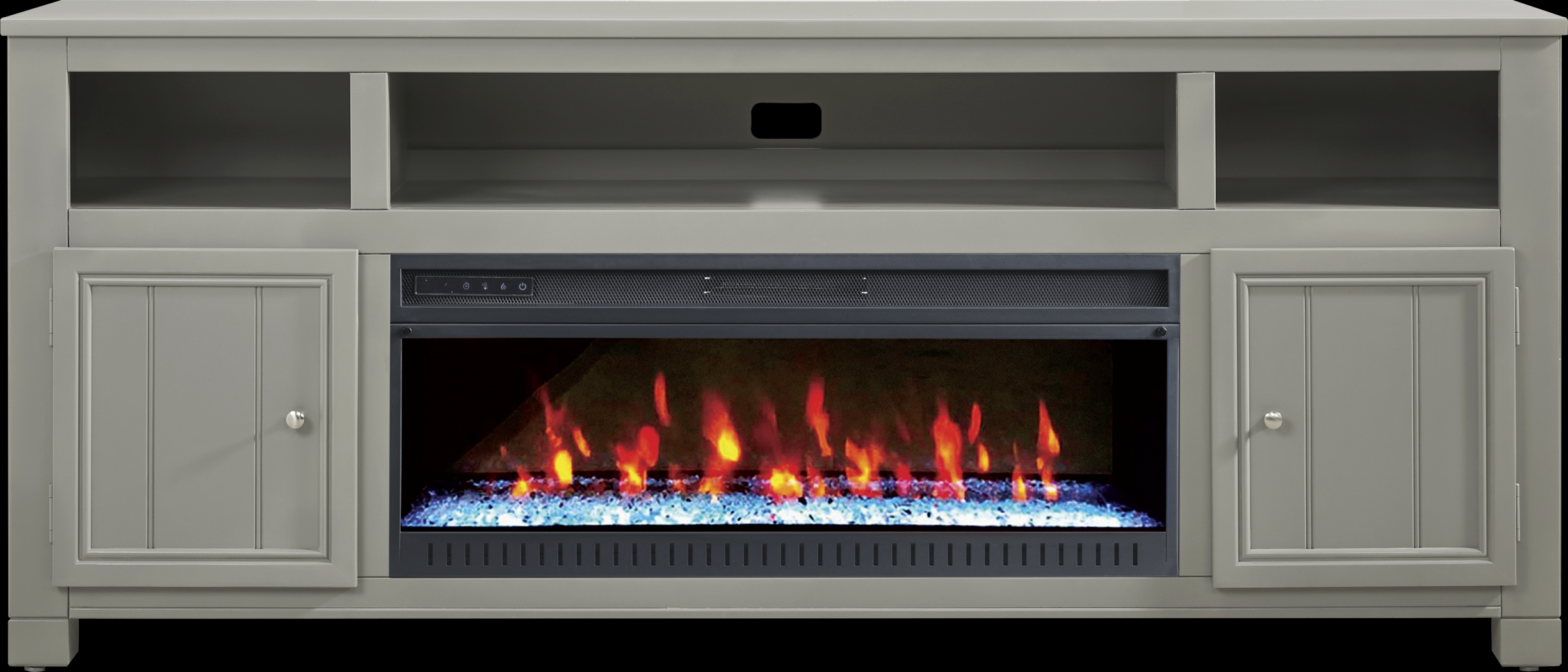 Lakeside Cottage Gray 84 In. Console with Electric Fireplace - Thumbnail - Image 1