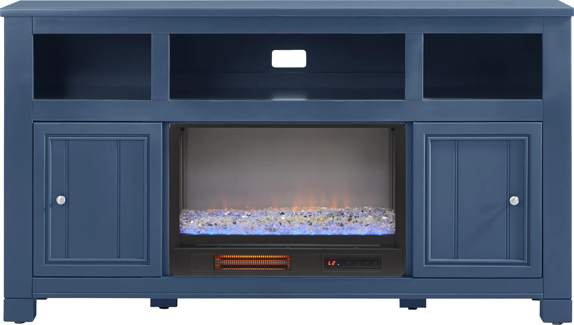 Lakeside Cottage Navy 64 In. Console with Electric Fireplace - Thumbnail - Image 1