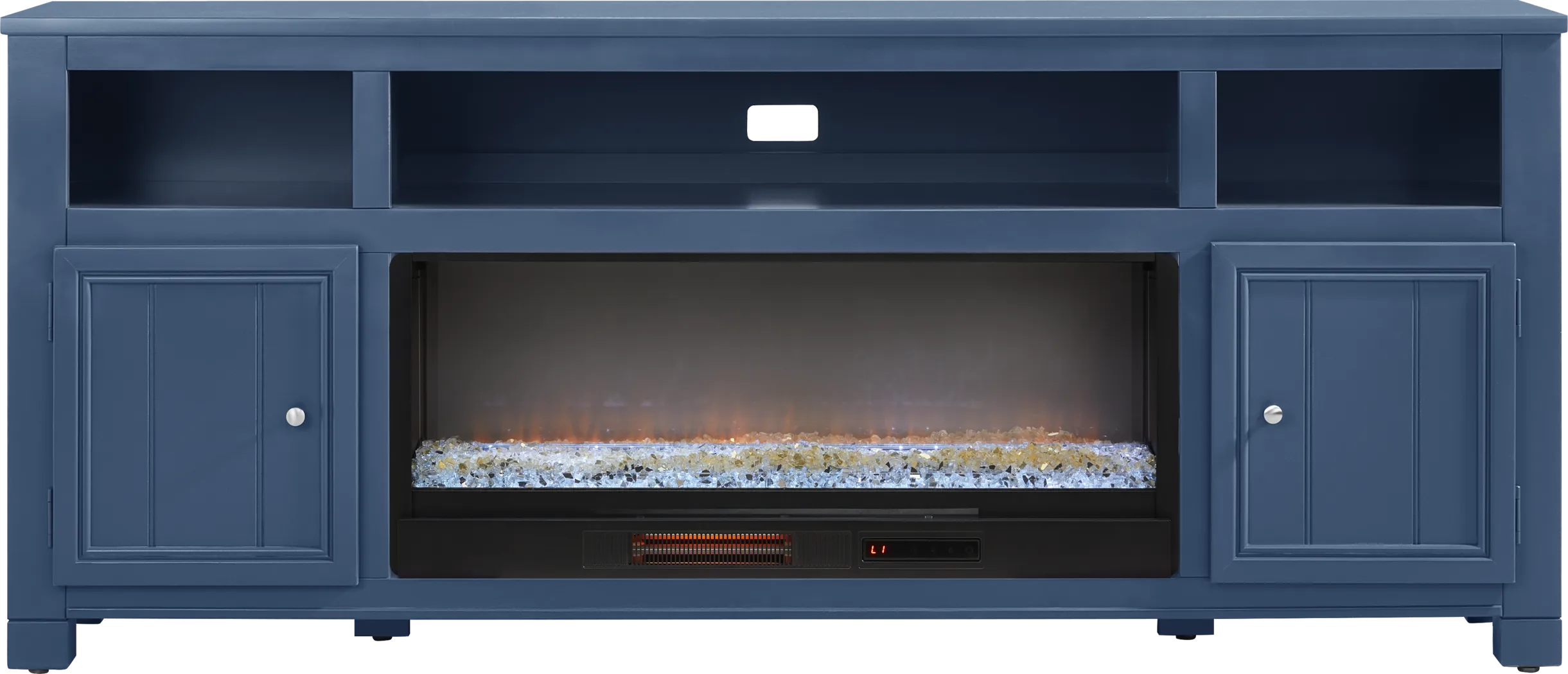 Lakeside Cottage Navy 84 In. Console with Electric Fireplace - Thumbnail - Image 1