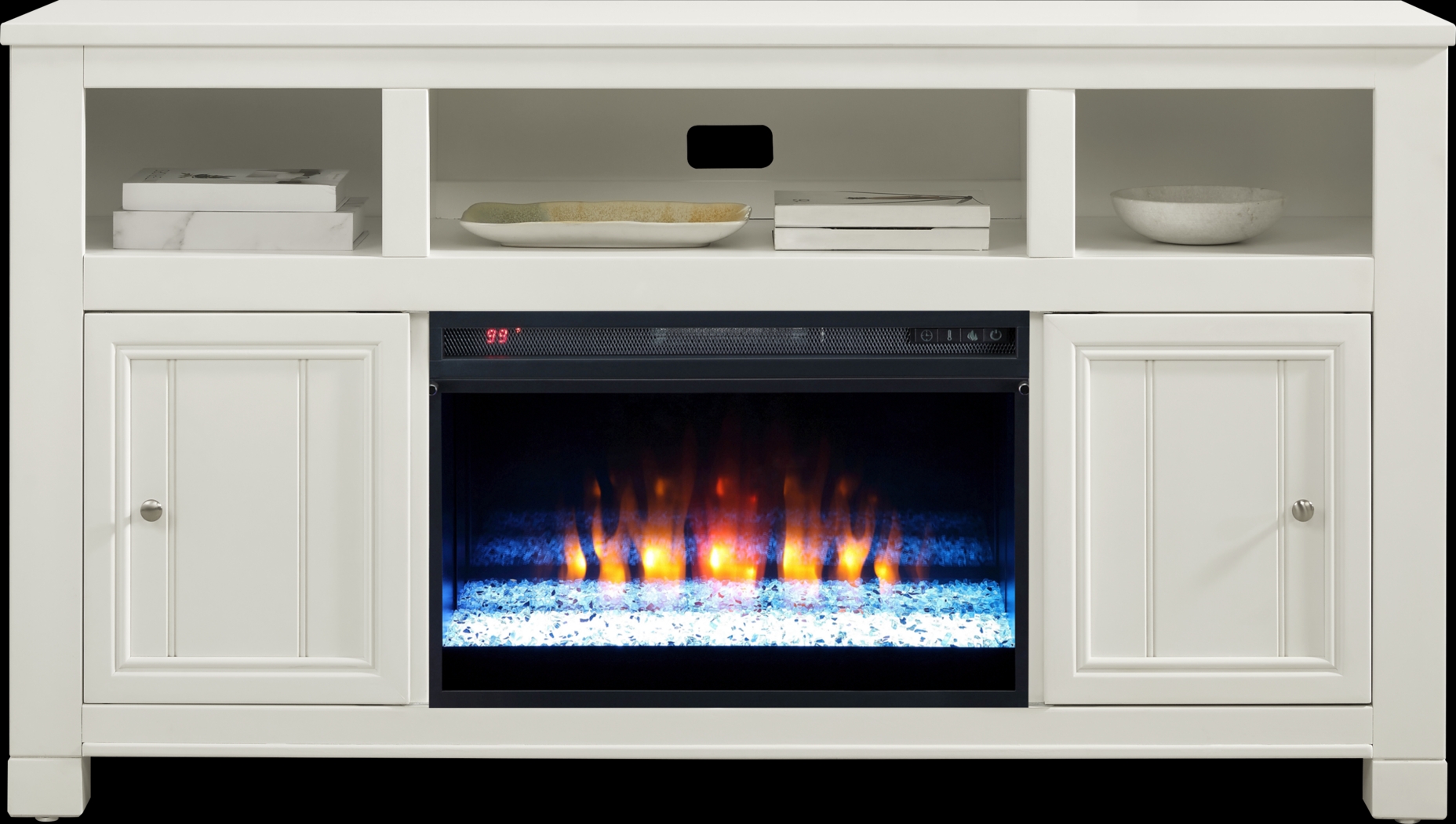 Lakeside Cottage White 64 In. Console with Electric Fireplace - Thumbnail - Image 2