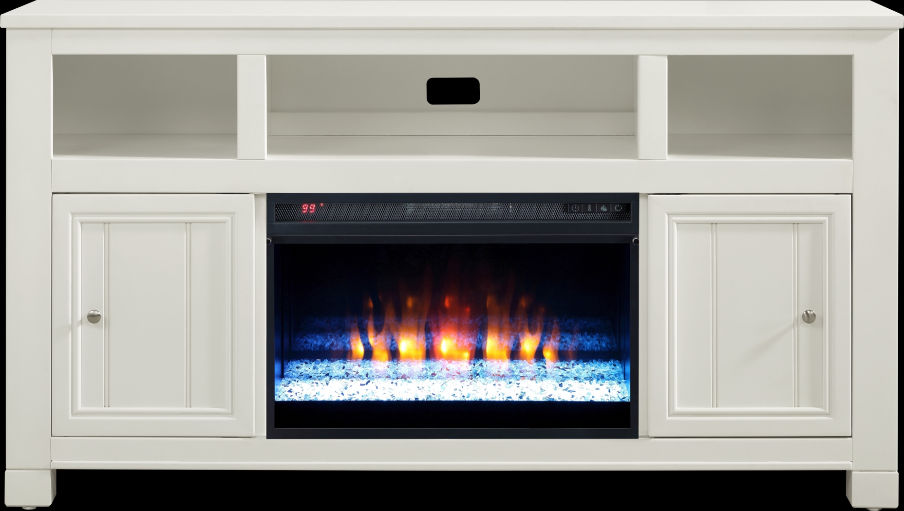 Lakeside Cottage White 64 In. Console with Electric Fireplace - Thumbnail - Image 1