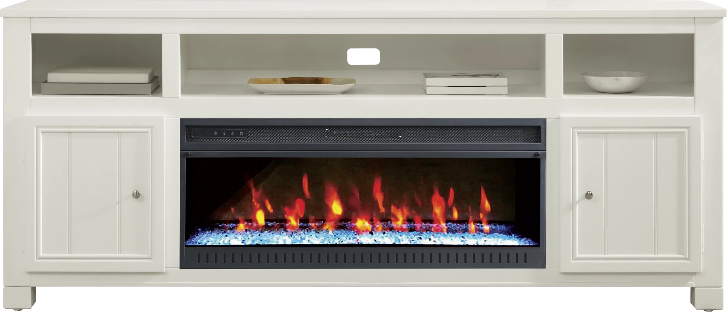 Lakeside Cottage White 84 In. Console with Electric Fireplace - Thumbnail - Image 2