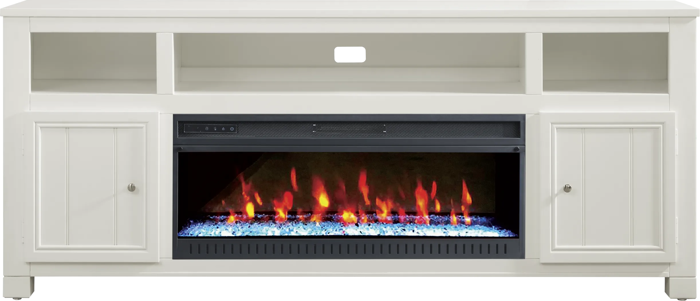 Lakeside Cottage White 84 In. Console with Electric Fireplace - Thumbnail - Image 1