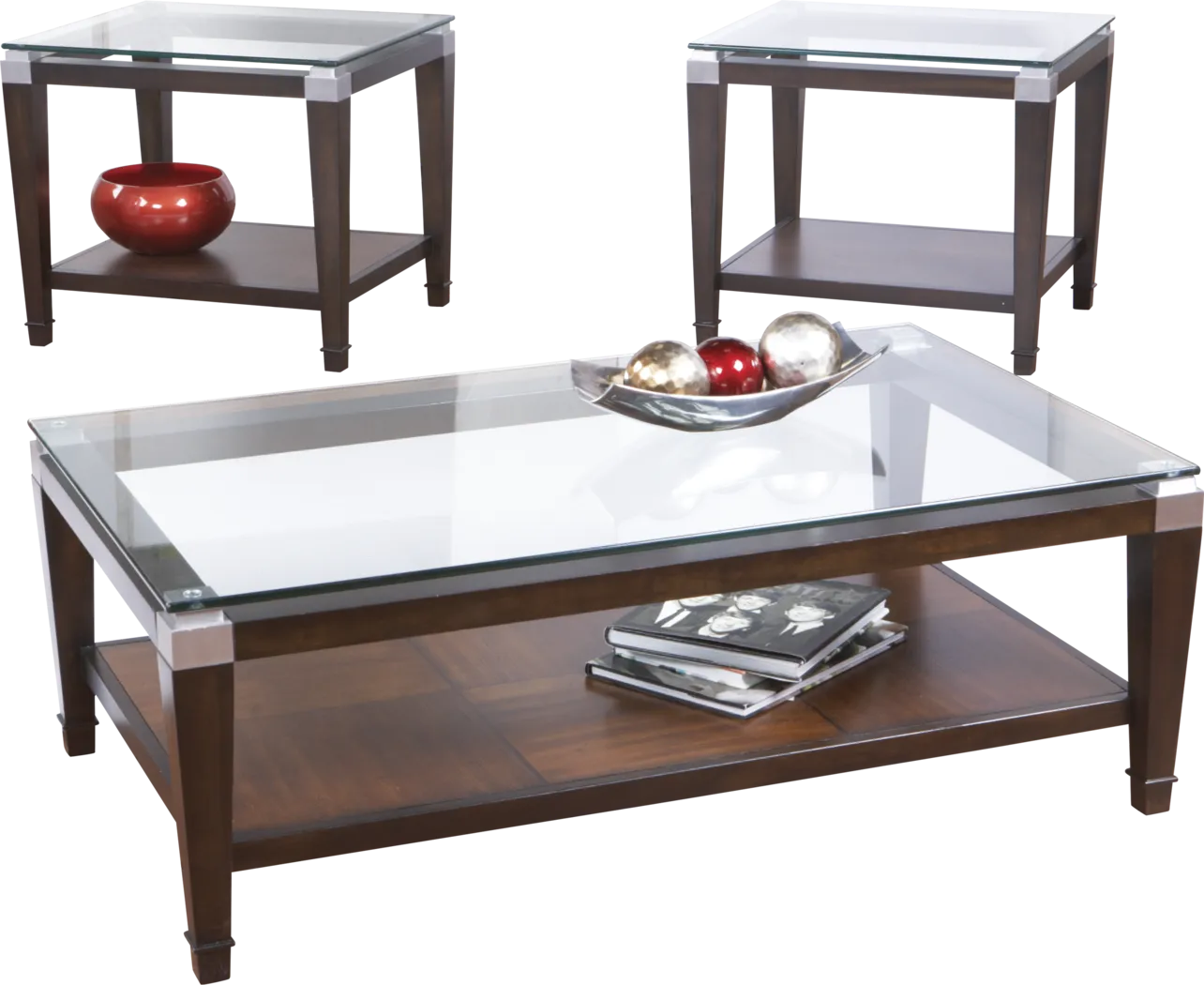 Laketon Walnut 3 Pc Table Set - Thumbnail - Image 1