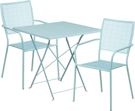 Lakeville Blue 3 Pc 28 in. Square Folding Patio Set