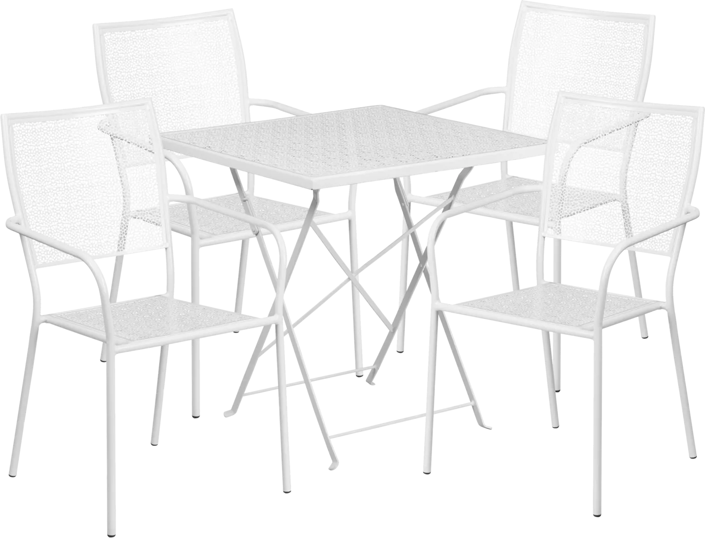 Lakeville White 5 Pc 28 in. Square Folding Patio Set - Thumbnail - Image 1