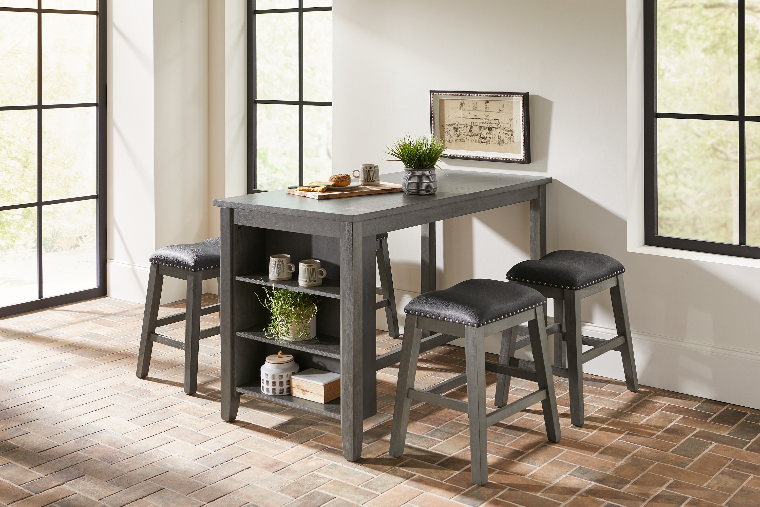 Lamartine Gray 5 Pc Counter Height Dining Set - Thumbnail - Image 1