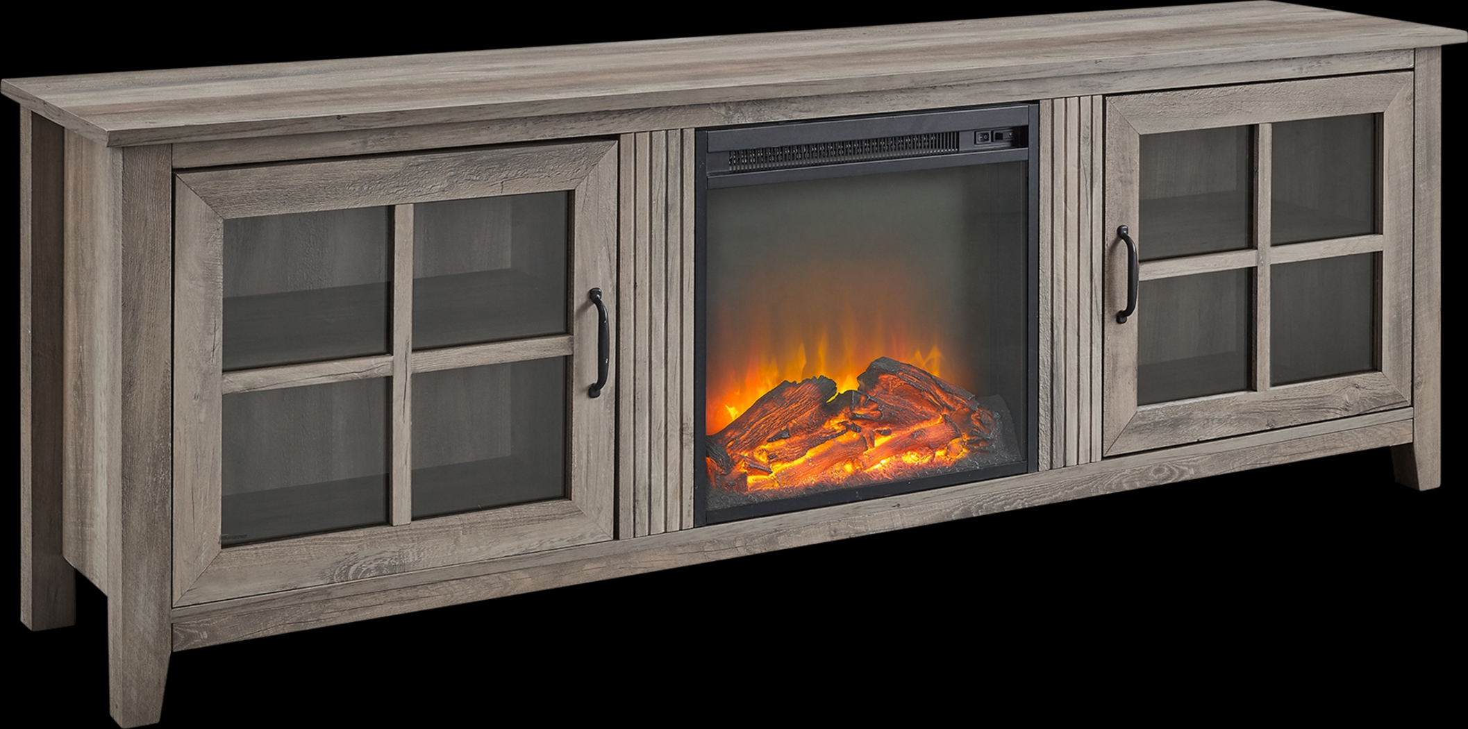 Lambdin Gray 70 in. Console, With Electric Fireplace - Thumbnail - Image 4