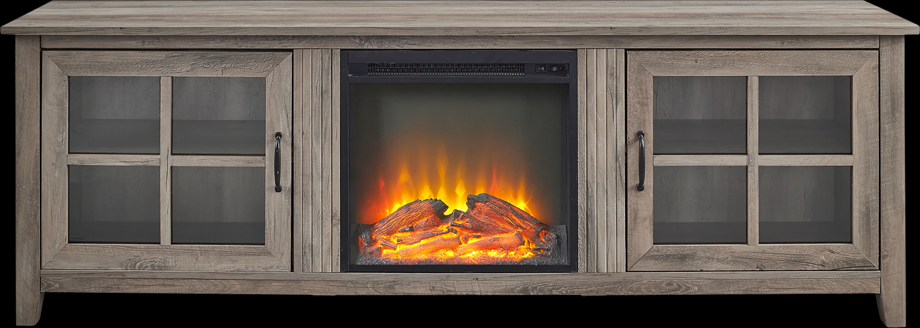 Lambdin Gray 70 in. Console, With Electric Fireplace - Thumbnail - Image 1