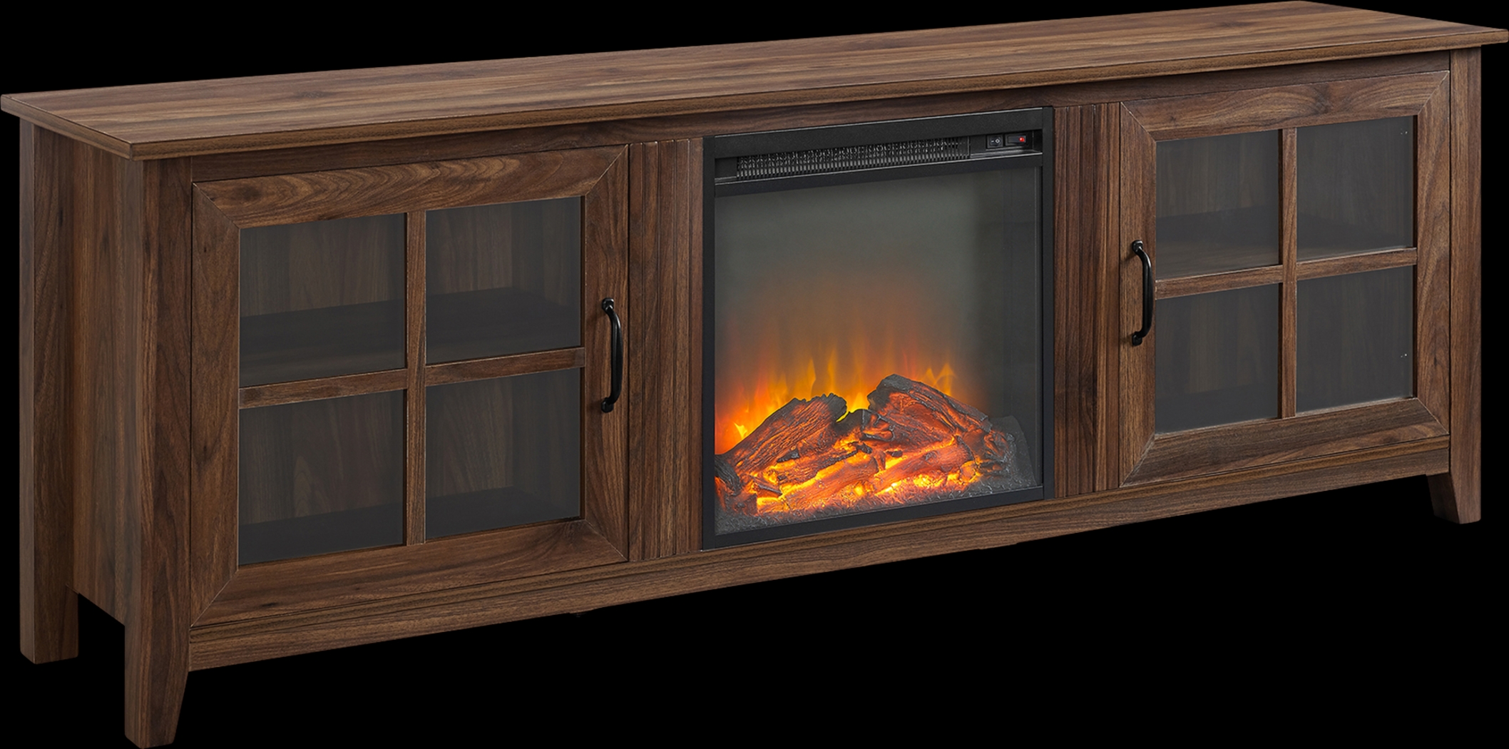 Lambdin Walnut 70 in. Console, With Electric Fireplace - Thumbnail - Image 6