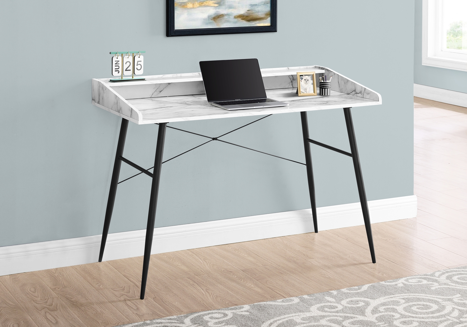 Lambright White Marble Desk - Thumbnail - Image 2