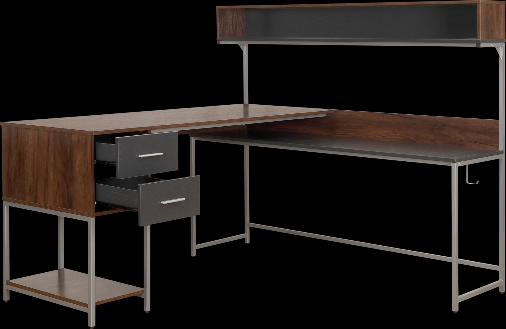 Lamlou Walnut L-Shaped Storage Desk - Thumbnail - Image 7