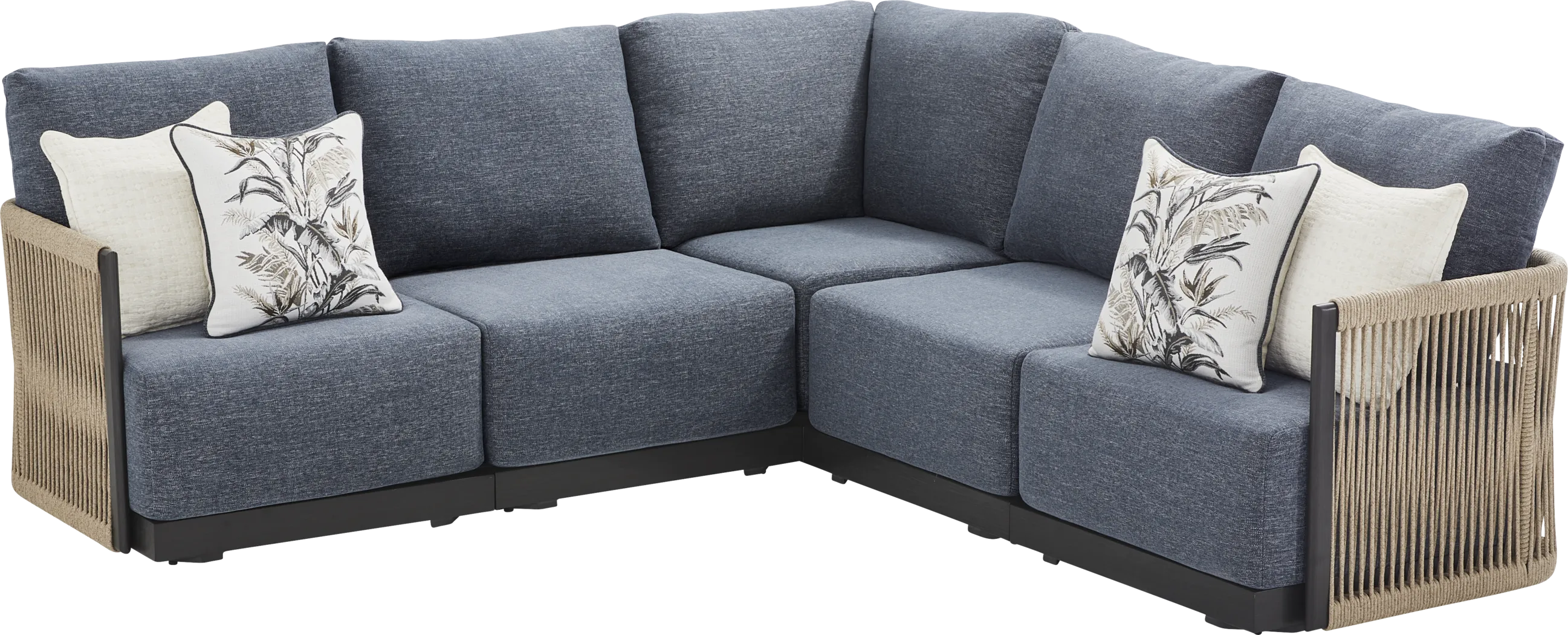 Lanai Black 5 Pc Outdoor Sectional with Mineral Cushions - Image 3