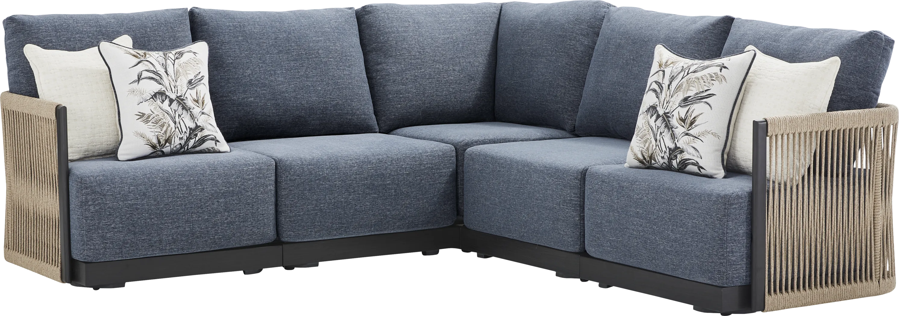 Lanai Black 5 Pc Outdoor Sectional with Mineral Cushions - Image 2