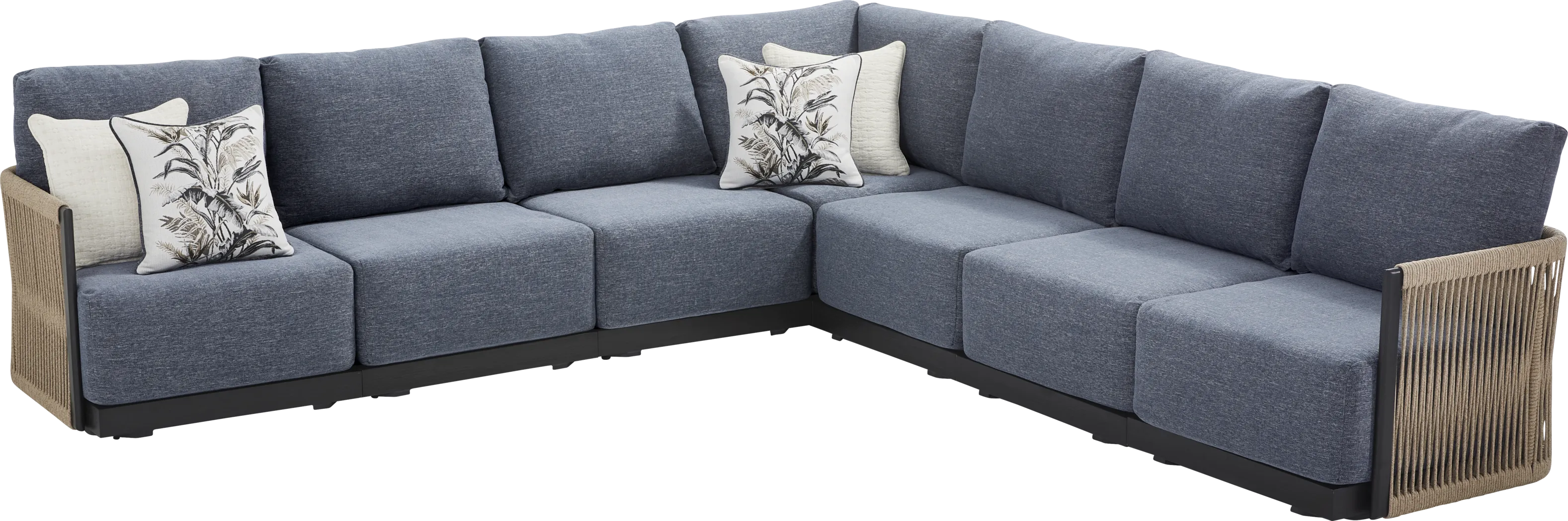 Lanai Black 7 Pc Outdoor Sectional with Mineral Cushions - Image 3