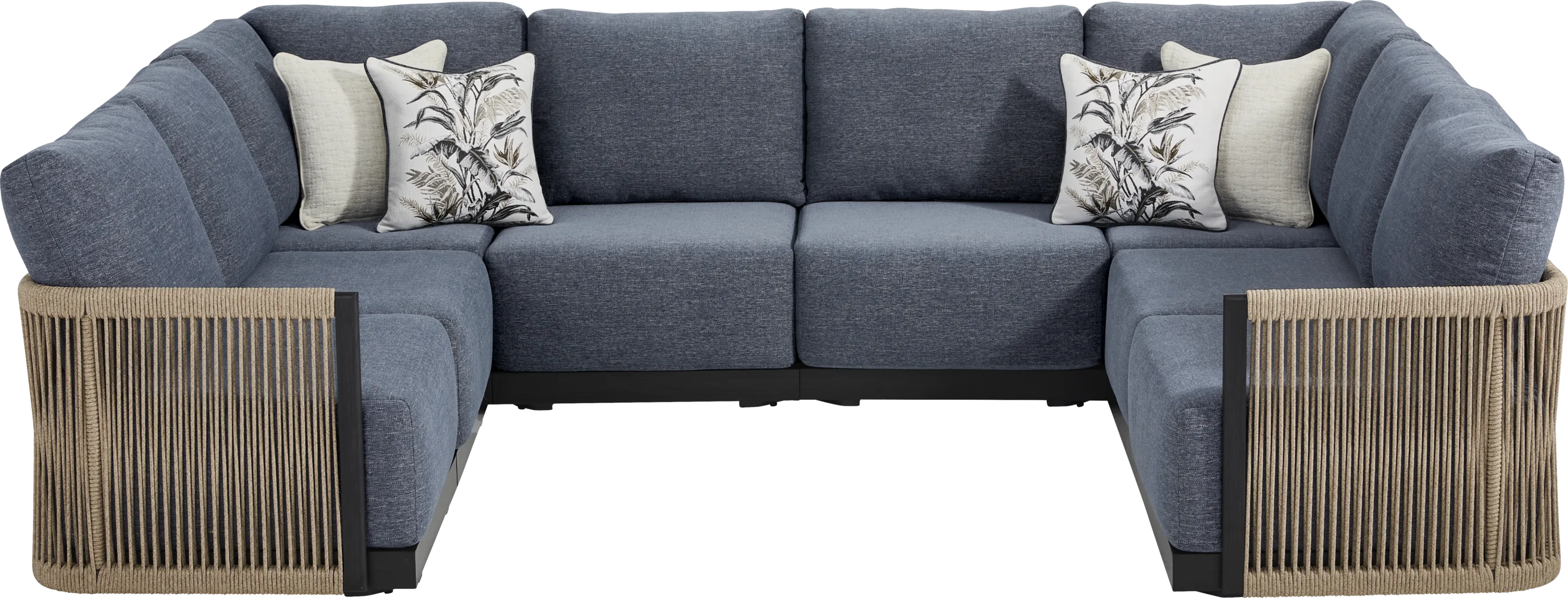 Lanai Black 8 Pc Outdoor Sectional with Mineral Cushions - Image 3