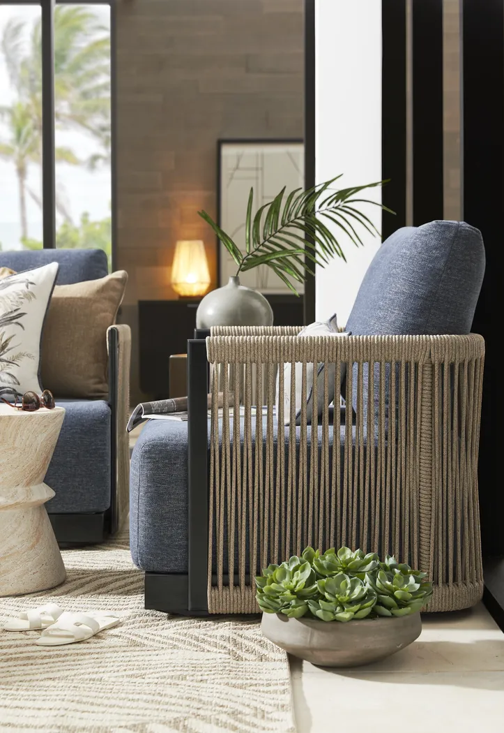 Lanai Black 4 Pc Outdoor Seating Set with Mineral Cushions - Image 11