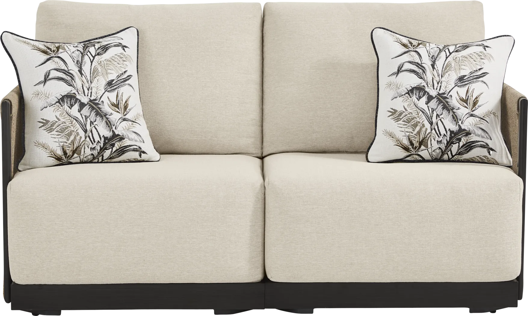 Lanai Black Outdoor Loveseat with Cream Cushions - Thumbnail - Image 1