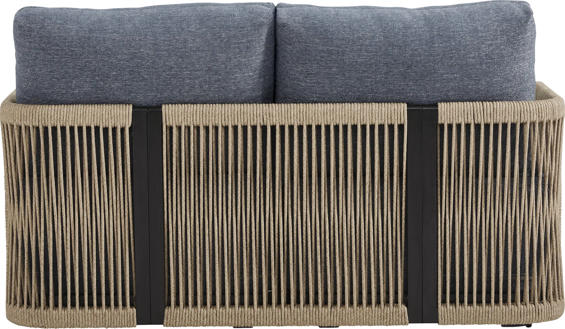 Lanai Black 4 Pc Outdoor Loveseat Seating Set with Mineral Cushions - Image 4