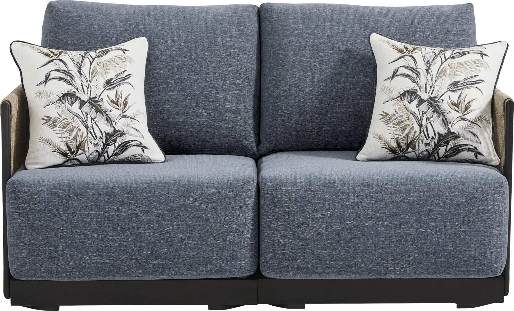 Lanai Black 4 Pc Outdoor Loveseat Seating Set with Mineral Cushions - Image 2