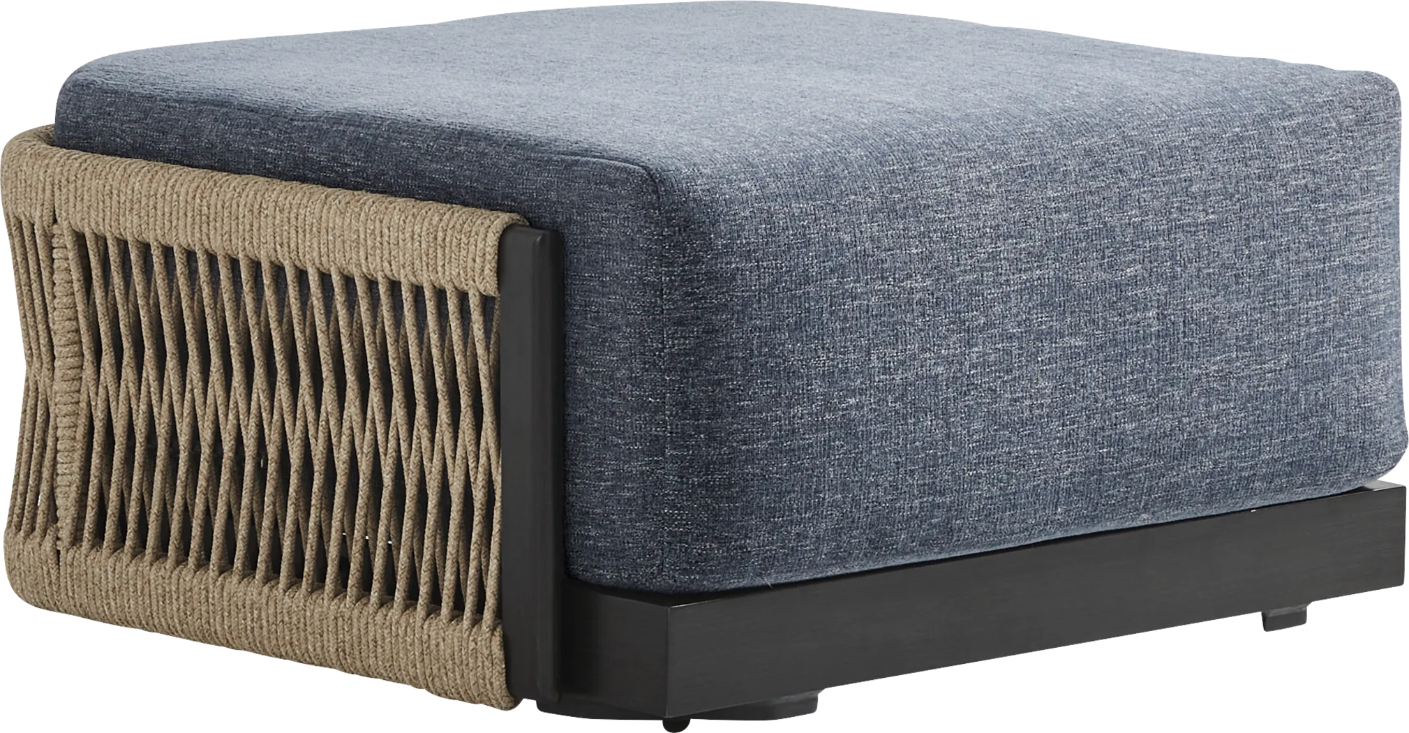 Lanai Black Outdoor Ottoman with Mineral Cushion - Thumbnail - Image 1