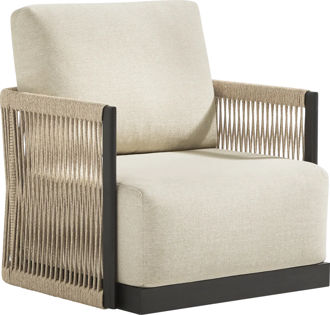 Lanai Black Outdoor Swivel Chair with Cream Cushions - Thumbnail - Image 1