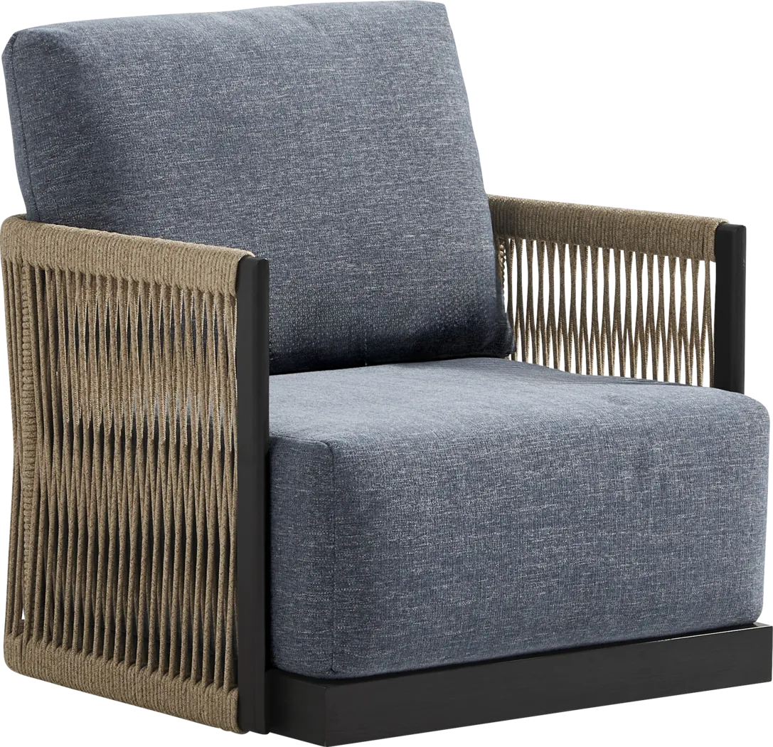 Lanai Black Outdoor Swivel Chair with Mineral Cushions - Thumbnail - Image 1