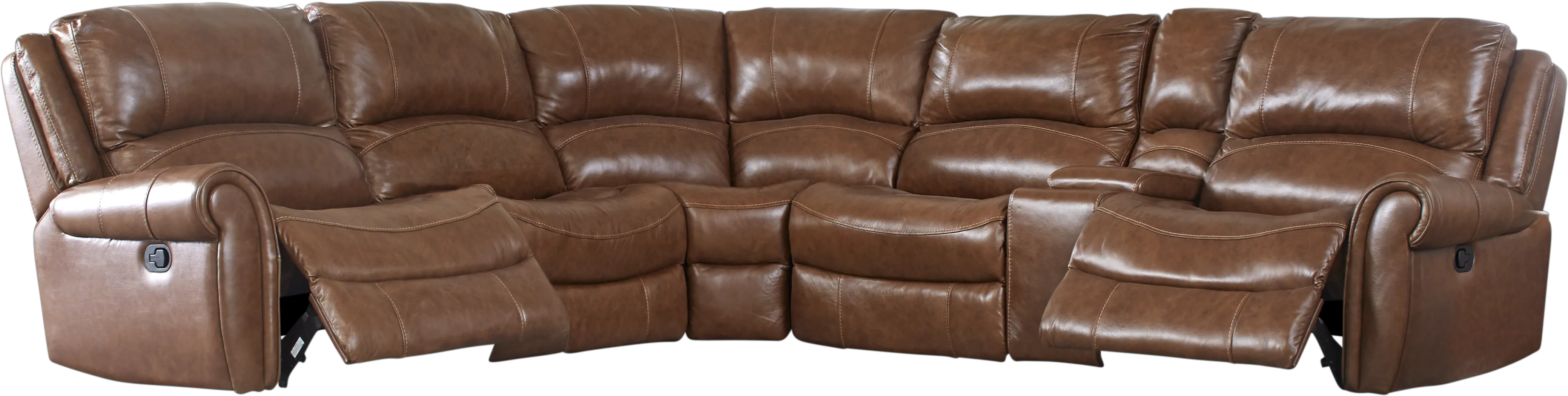 Lancaster Heights Brown 6 Pc Leather Reclining Sectional - Thumbnail - Image 1