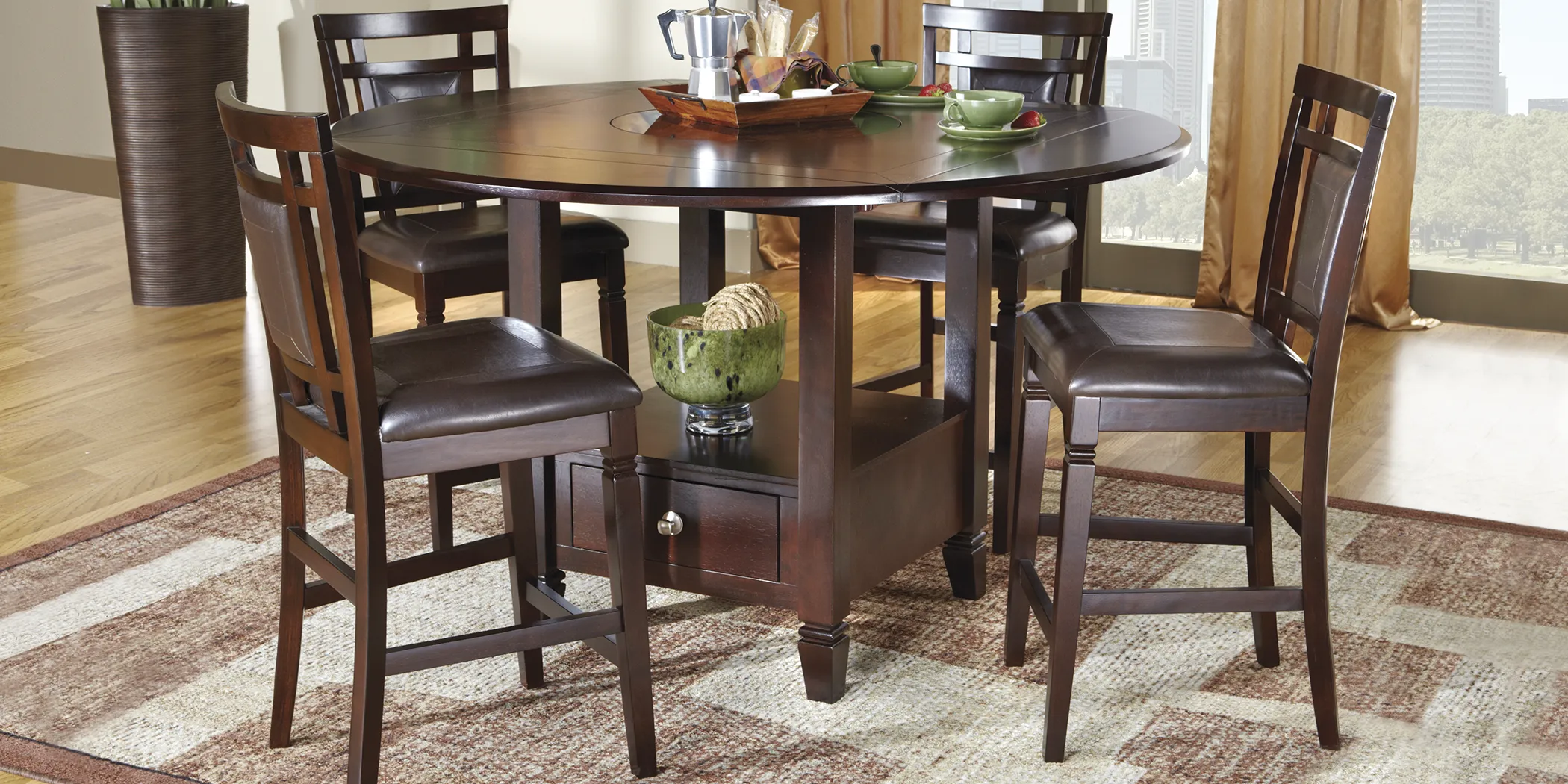 Landon Chocolate 5 Pc Counter Height Dining Set - Thumbnail - Image 1