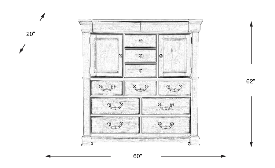 Dimension Image. Please refer to the Dimension Tab on this page for dimension details.