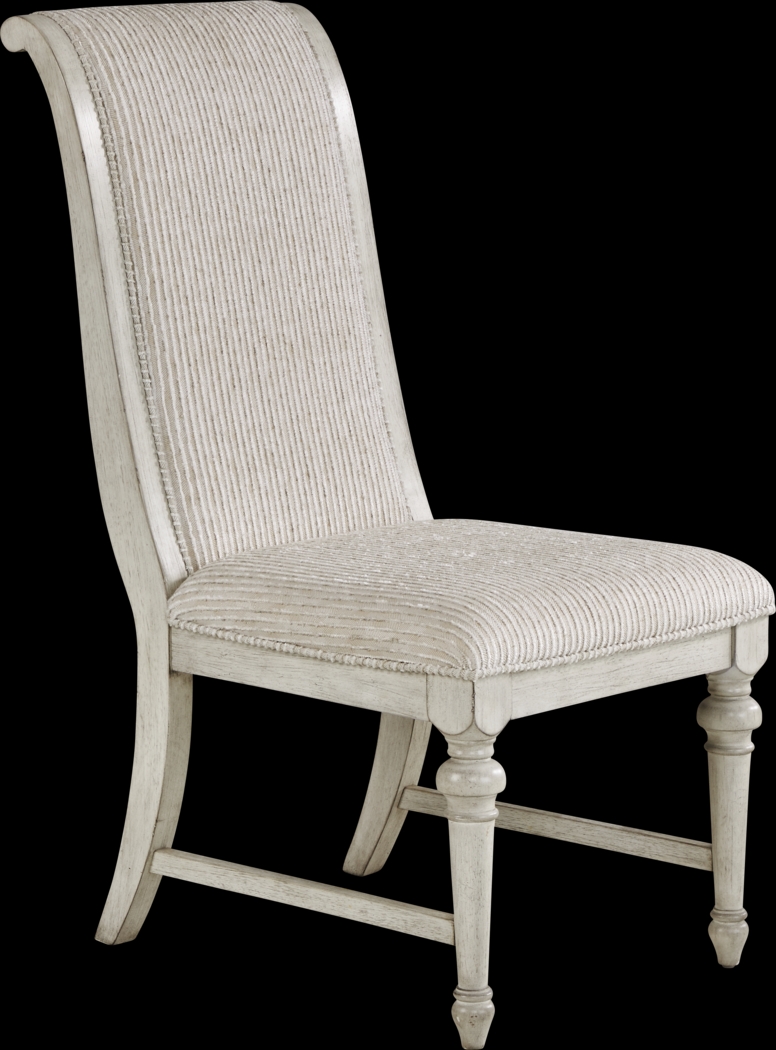 Landon Creek White 5 Pc Round Dining Room with Upholstered Side Chairs - Thumbnail - Image 4