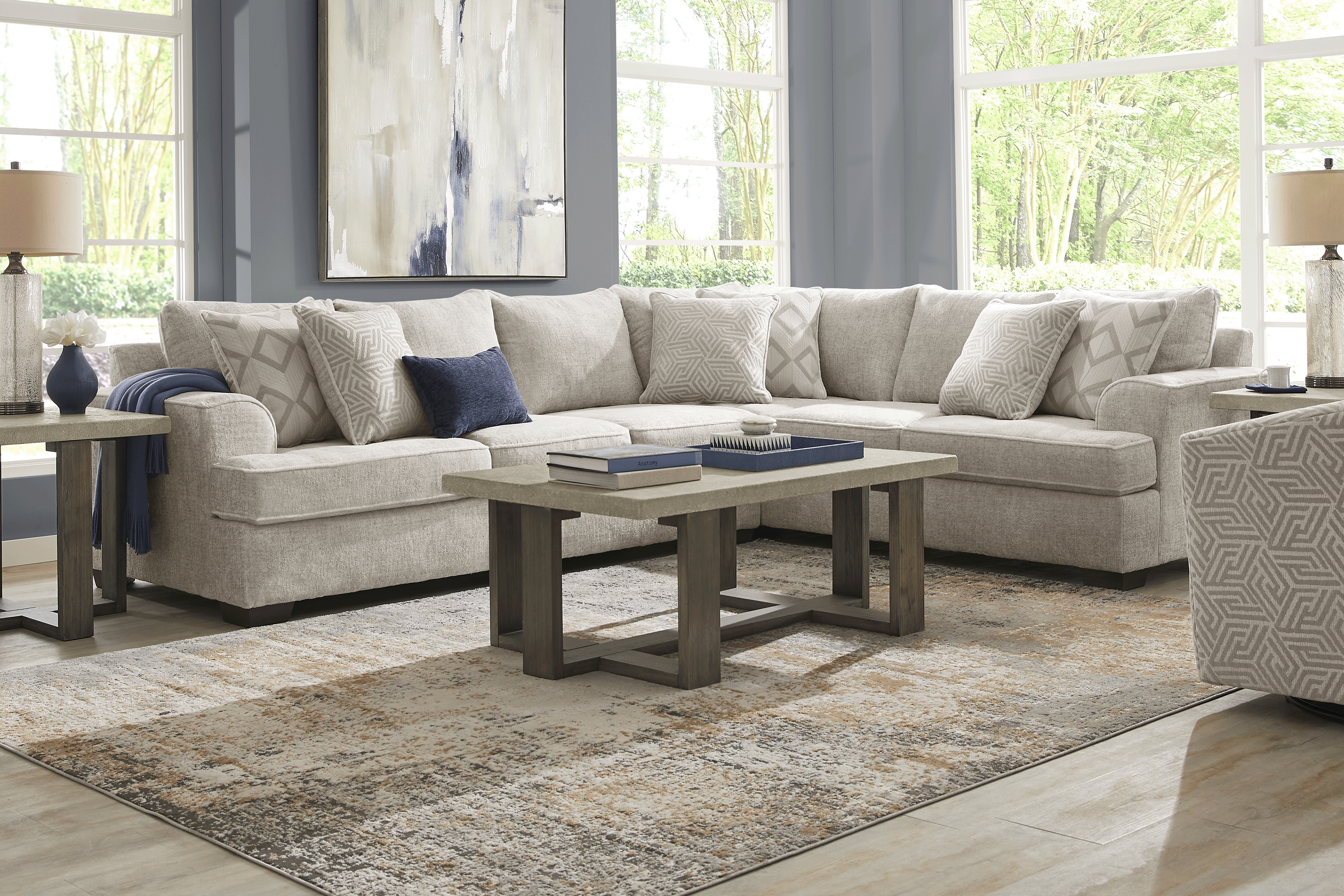 Landon Hills Cream 5 Pc Sectional Living Room - Thumbnail - Image 1
