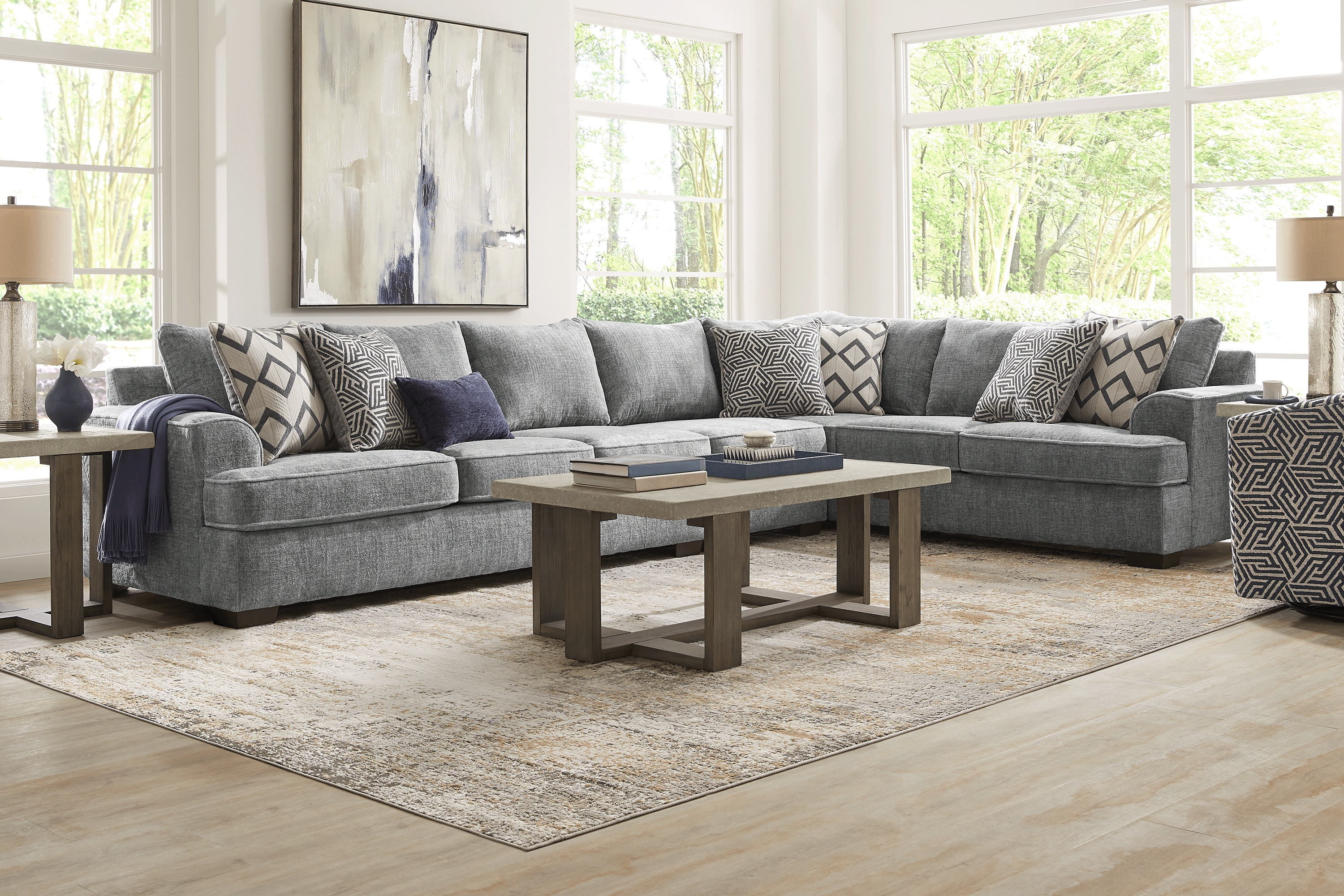 Landon Hills Gray 7 Pc Sectional Living Room - Thumbnail - Image 1