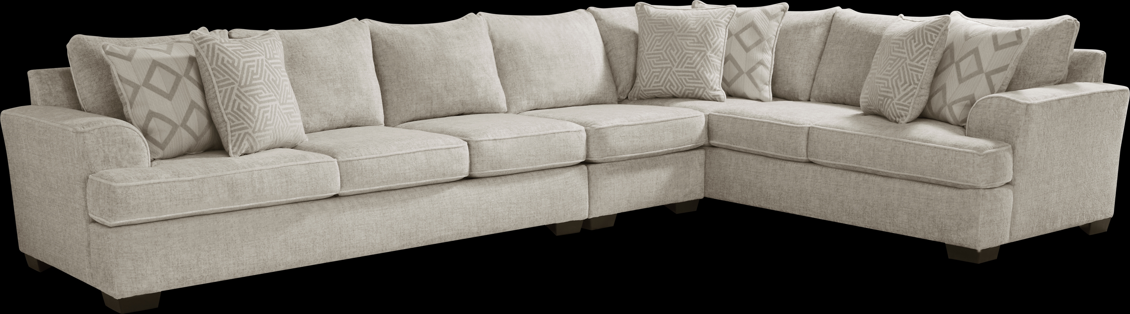 Landon Hills Woven Cream 3 Pc Sectional - Thumbnail - Image 1