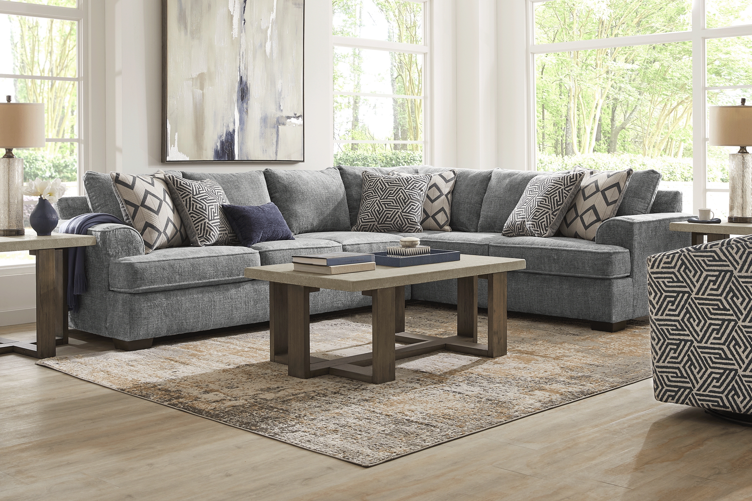 Landon Hills Gray 5 Pc Sectional Living Room - Thumbnail - Image 1