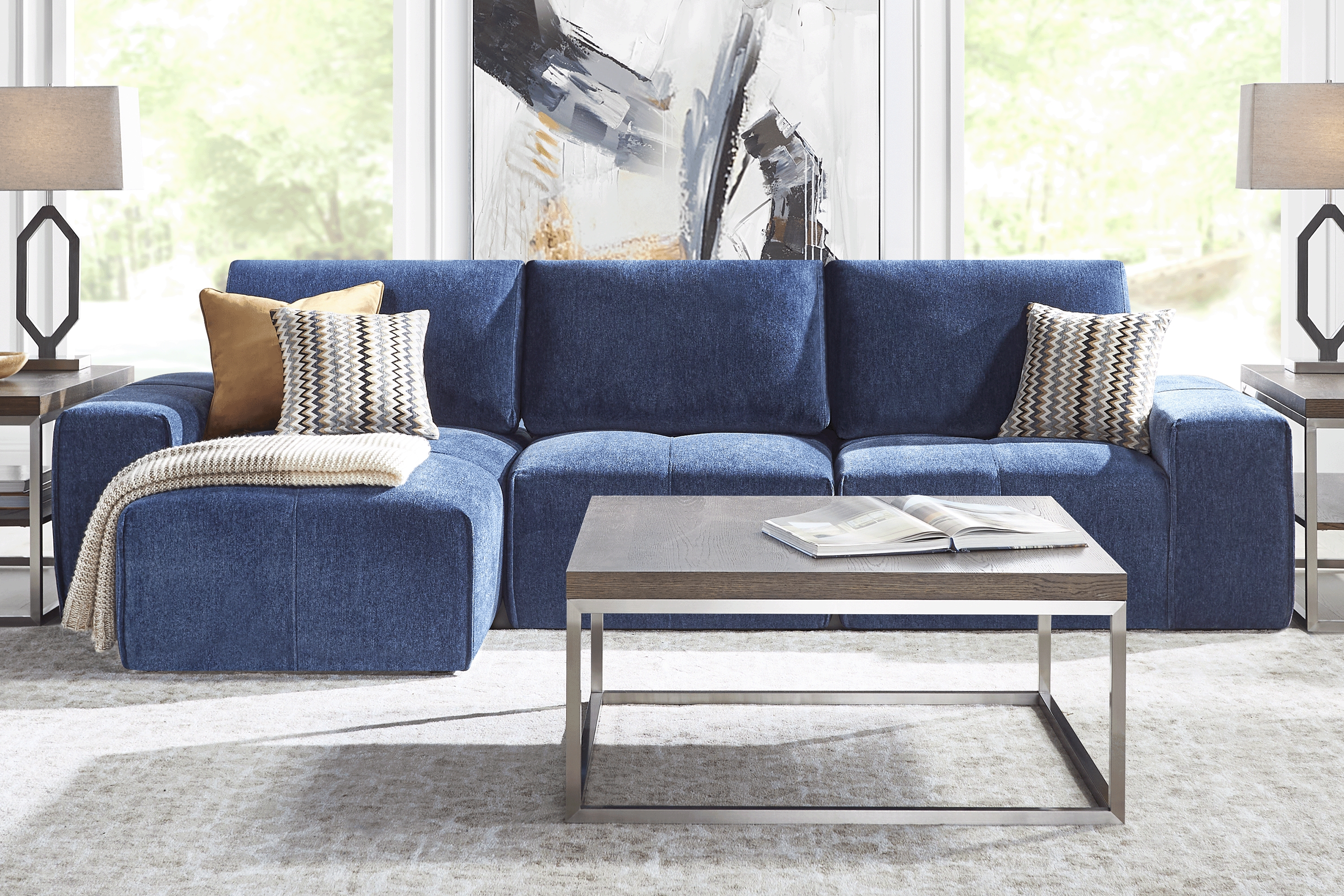 Laney Blue 3 Pc Sectional - Thumbnail - Image 2
