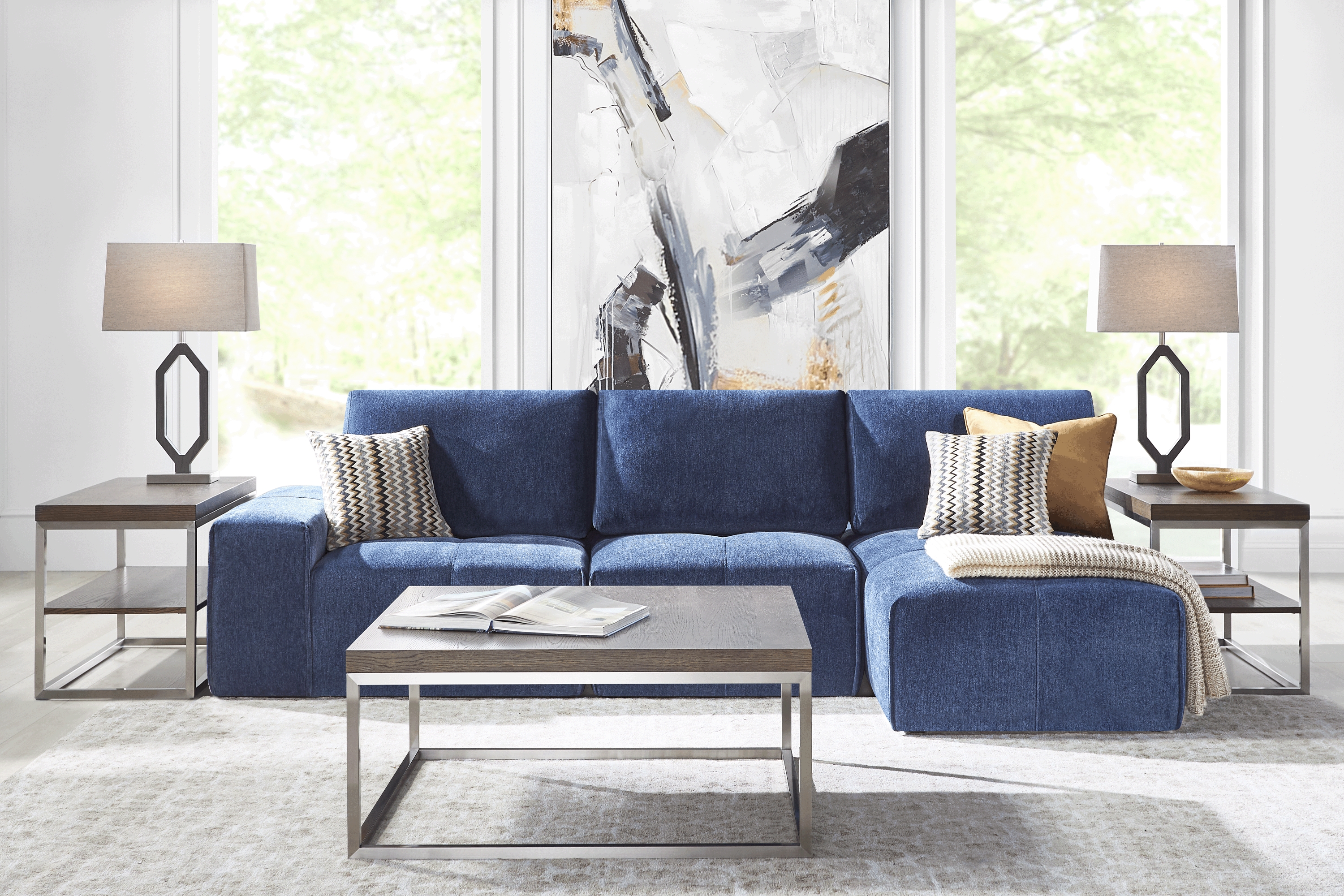 Laney Blue 3 Pc Sectional - Thumbnail - Image 2