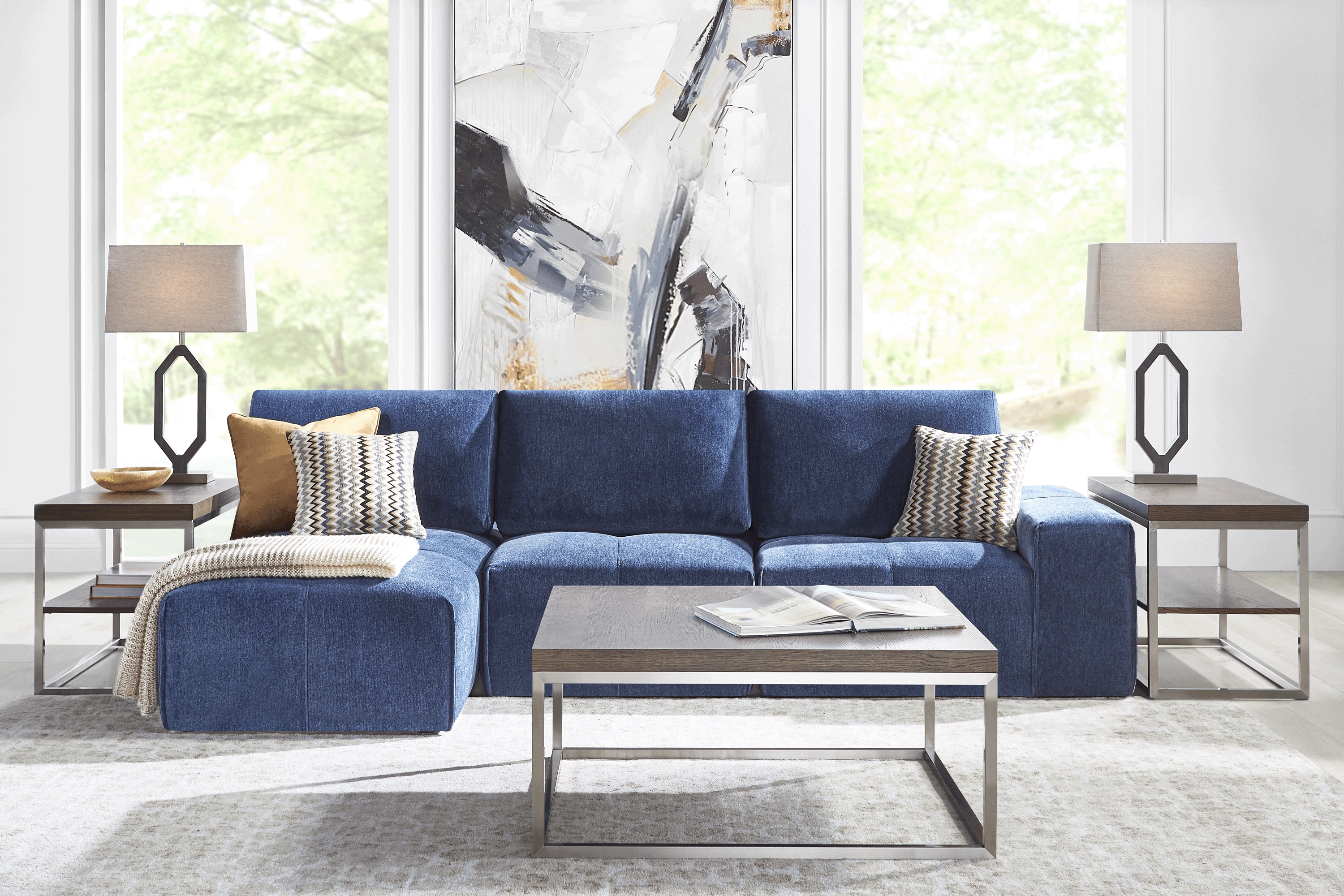 Laney Blue 3 Pc Sectional - Thumbnail - Image 2