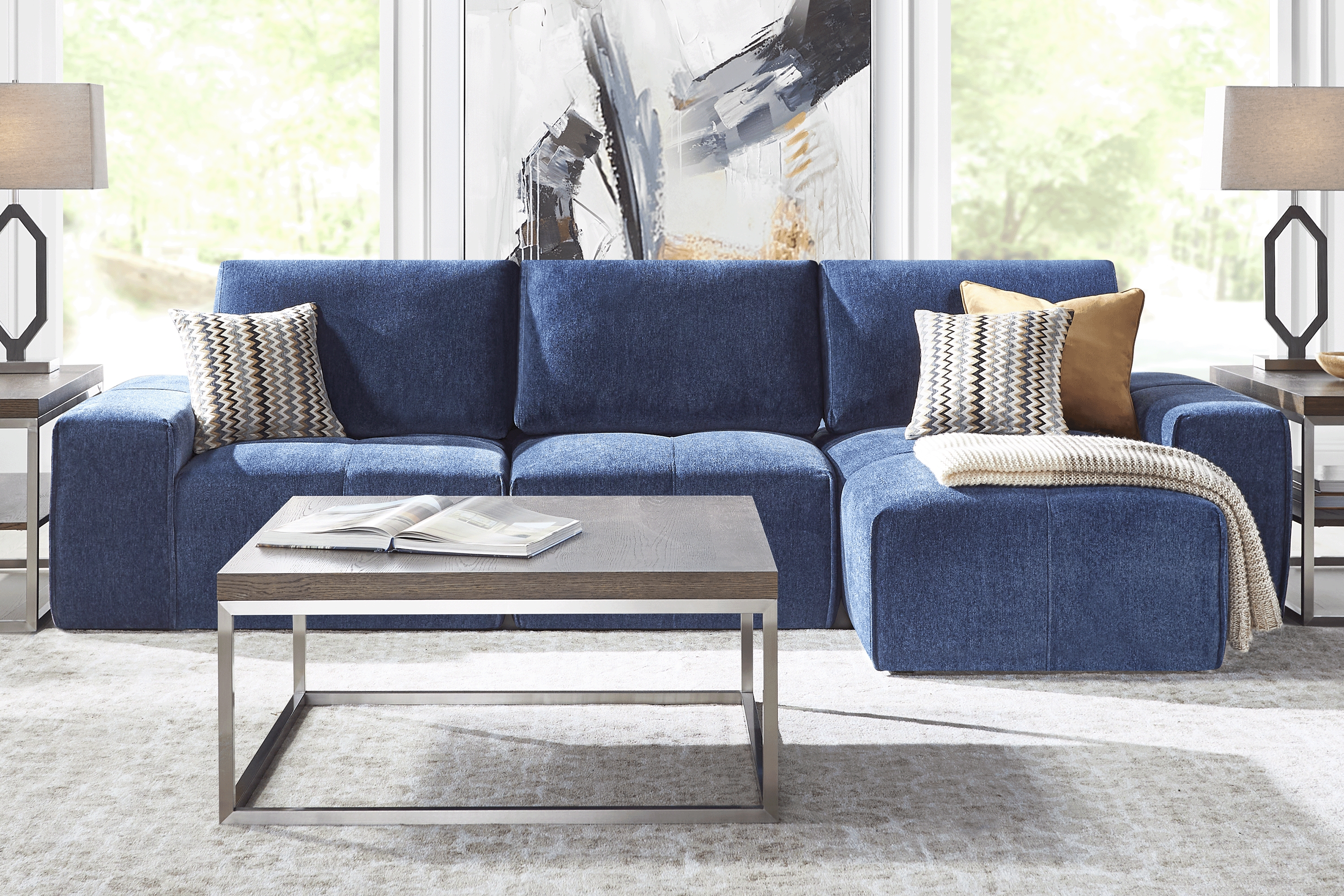 Laney Blue 3 Pc Sectional - Thumbnail - Image 2