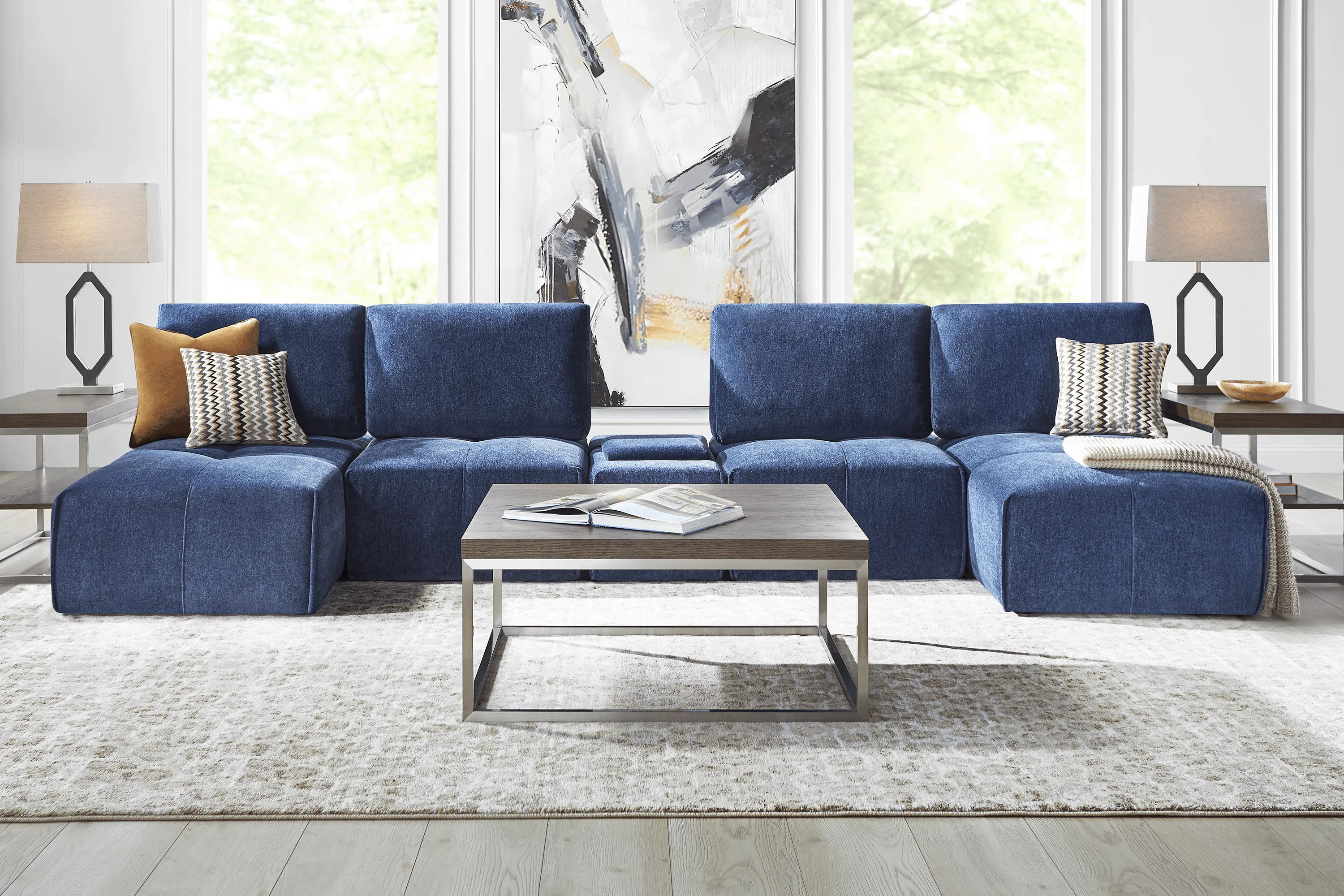 Laney Blue 5 Pc Sectional - Thumbnail - Image 1