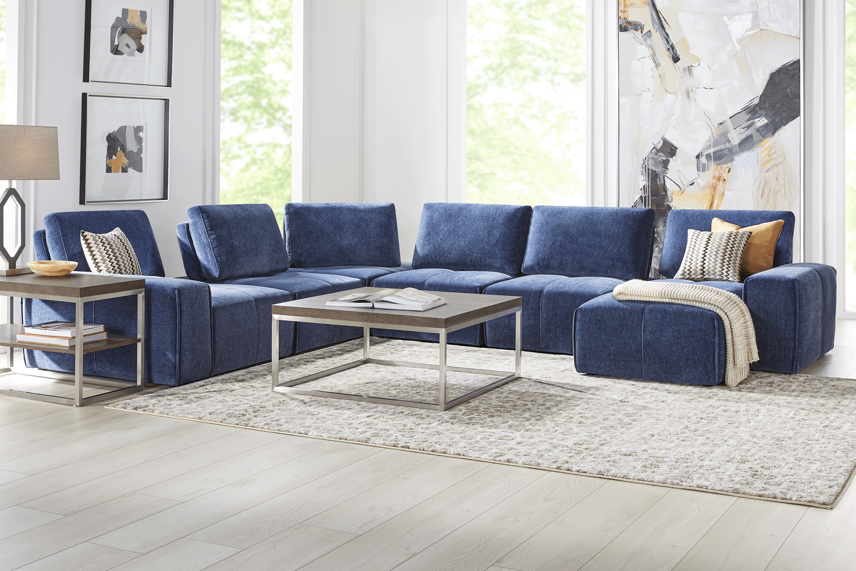 Laney Blue 6 Pc Sectional - Thumbnail - Image 2