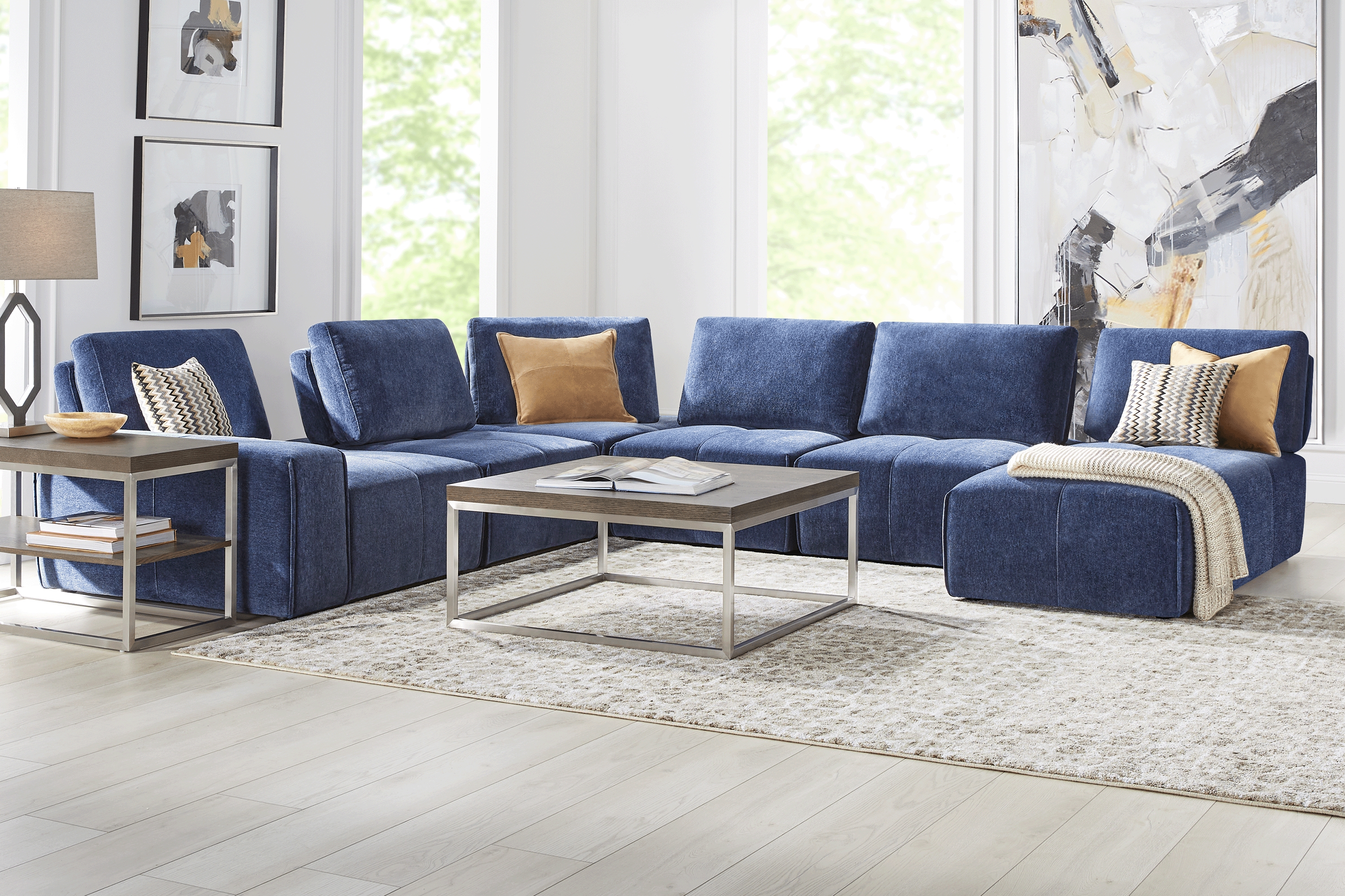 Laney Blue 6 Pc Sectional - Thumbnail - Image 1