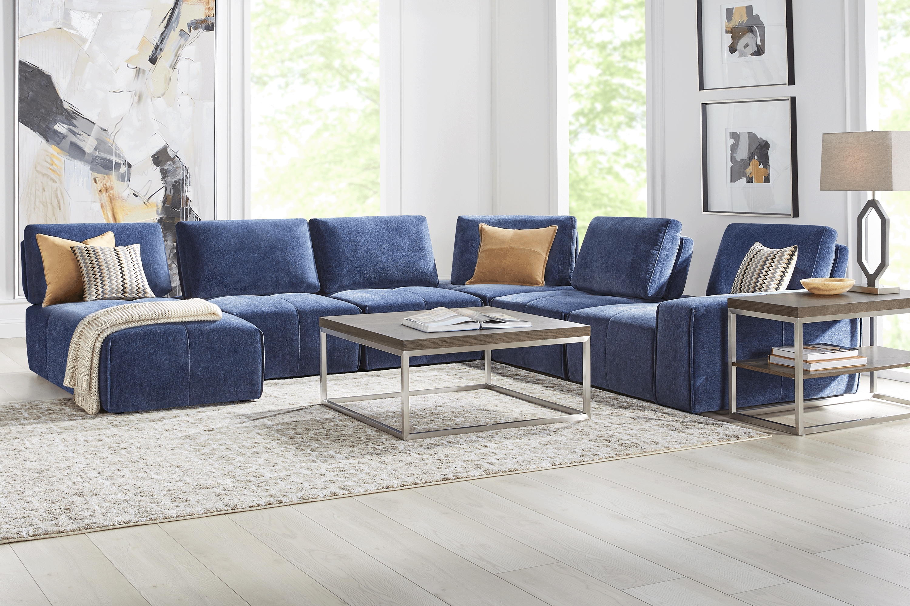 Laney Blue 6 Pc Sectional - Thumbnail - Image 1