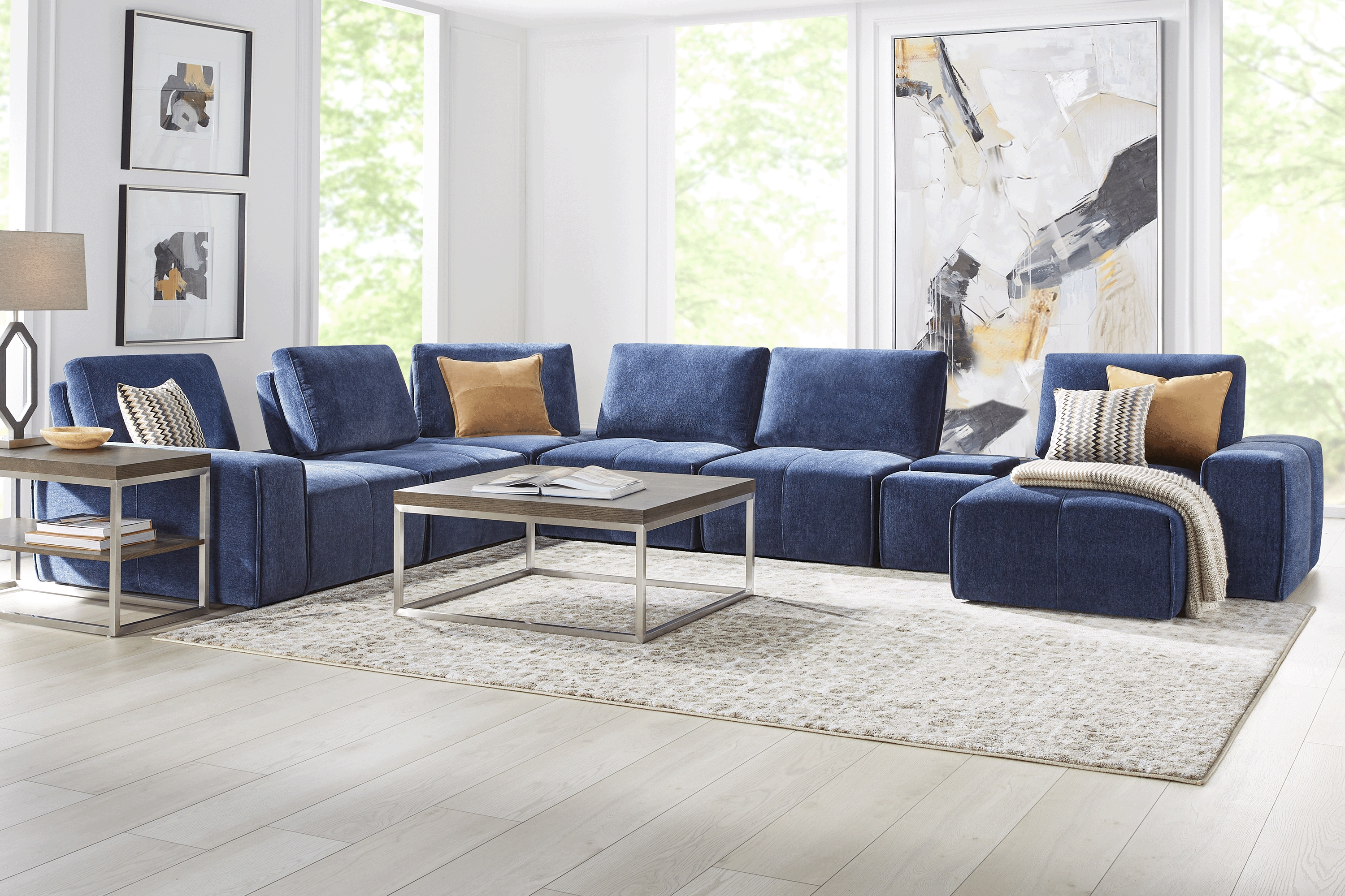 Laney Blue 7 Pc Sectional - Thumbnail - Image 2